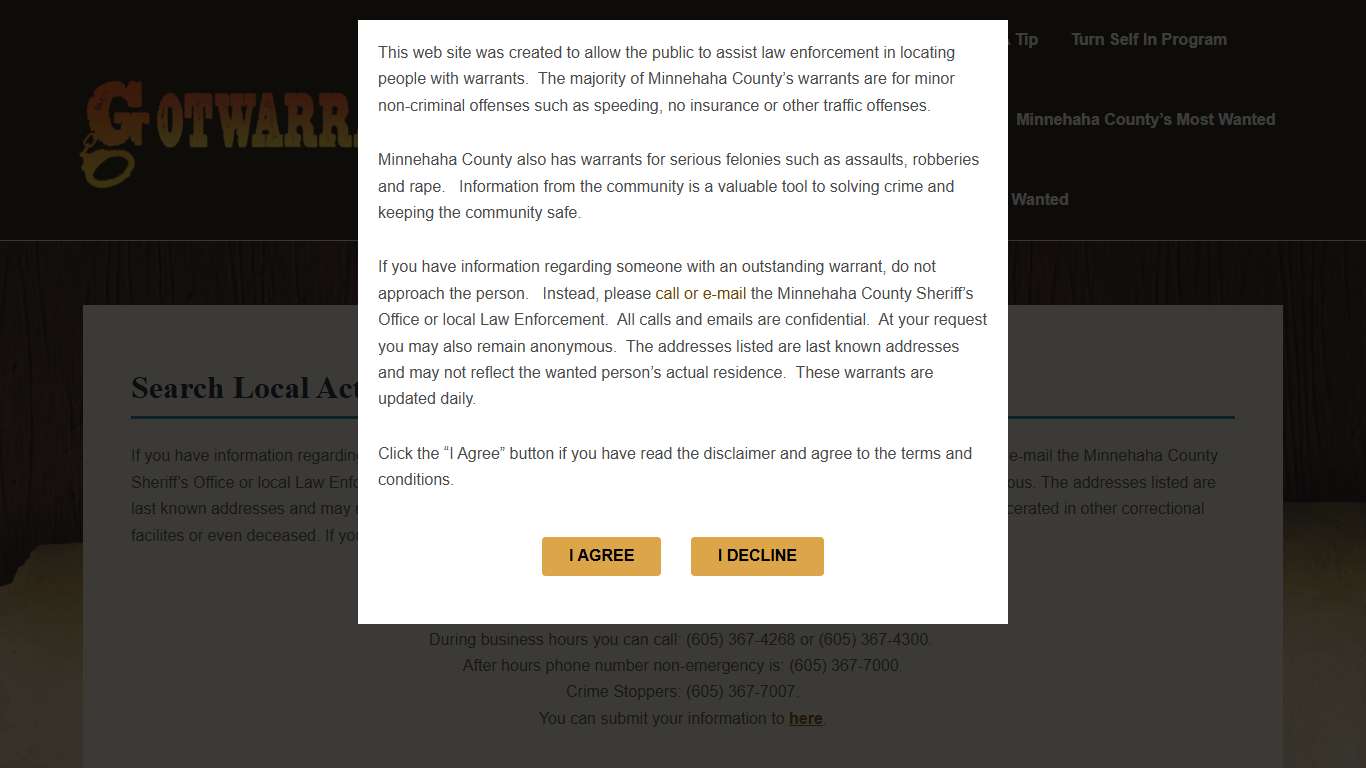 Search Local Active Warrants
